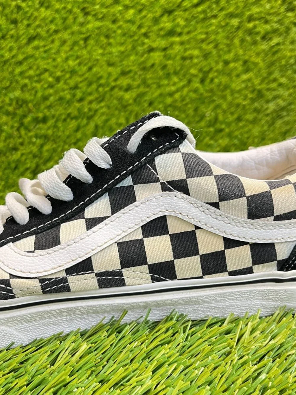 Vans Old Skool Checkerboard Mens Size 7.5 Black White Athletic Shoes‎ Sneakers